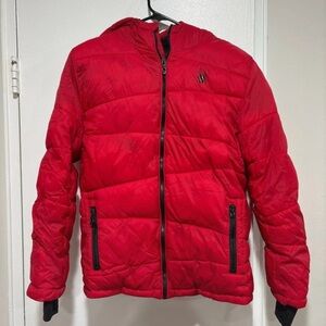 Spyder Red Quilted Hooded Puffer Jacket